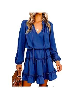 Vacate The Label Blue Tiered Mini Dress Medium Cottagecore Romantic Boho